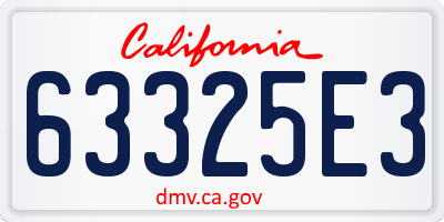 CA license plate 63325E3