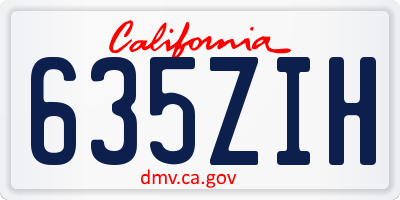 CA license plate 635ZIH