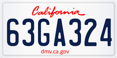 CA license plate 63GA324