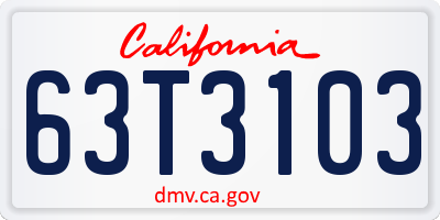 CA license plate 63T3103