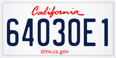 CA license plate 64030E1