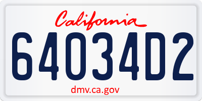 CA license plate 64034D2