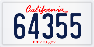 CA license plate 64355