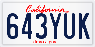 CA license plate 643YUK