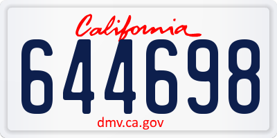 CA license plate 644698