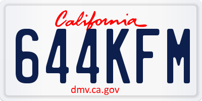 CA license plate 644KFM