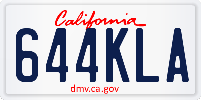 CA license plate 644KLA