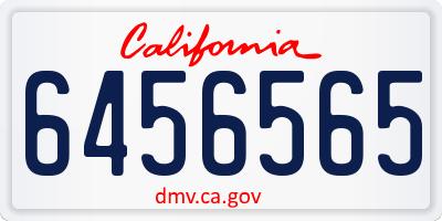 CA license plate 6456565