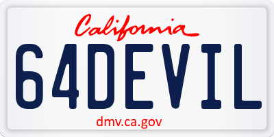 CA license plate 64DEVIL