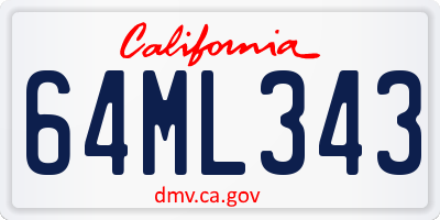 CA license plate 64ML343