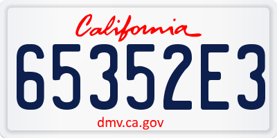 CA license plate 65352E3