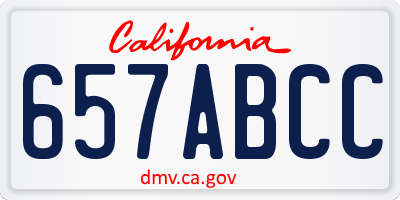 CA license plate 657ABCC