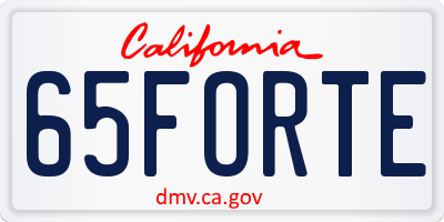 CA license plate 65FORTE