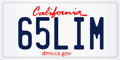 CA license plate 65LIM