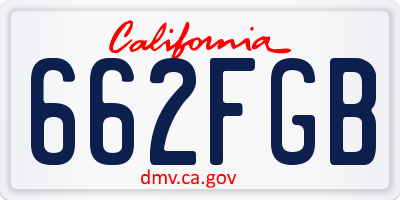 CA license plate 662FGB