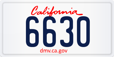 CA license plate 6630