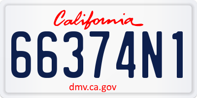 CA license plate 66374N1