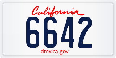 CA license plate 6642