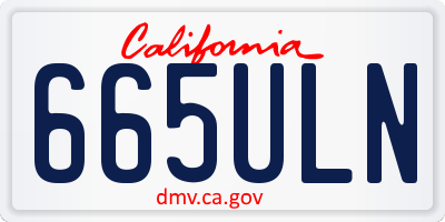 CA license plate 665ULN