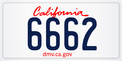 CA license plate 6662