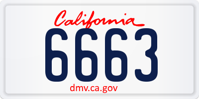 CA license plate 6663