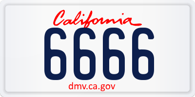 CA license plate 6666