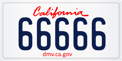 CA license plate 66666