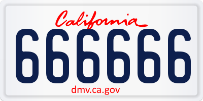 CA license plate 666666