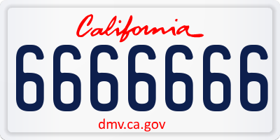 CA license plate 6666666