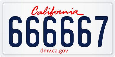 CA license plate 666667