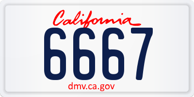 CA license plate 6667