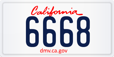 CA license plate 6668