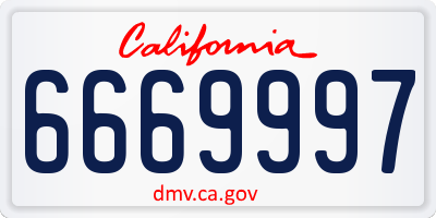 CA license plate 6669997