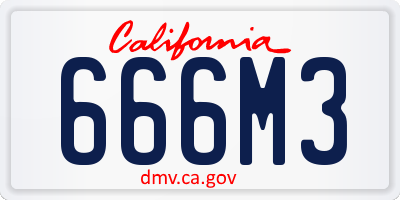 CA license plate 666M3