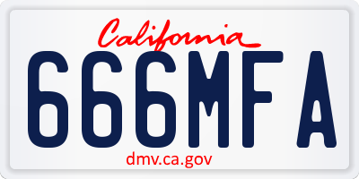 CA license plate 666MFA