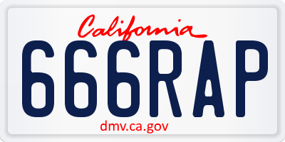 CA license plate 666RAP