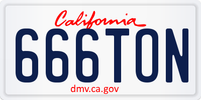 CA license plate 666TON