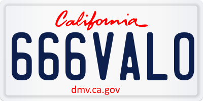 CA license plate 666VALO