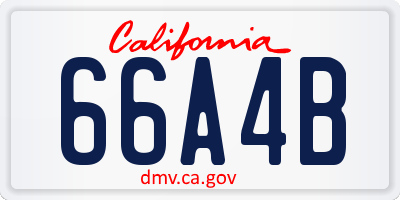 CA license plate 66A4B