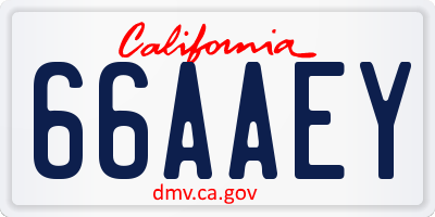 CA license plate 66AAEY