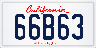 CA license plate 66B63