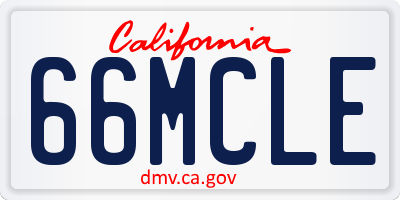 CA license plate 66MCLE