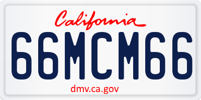 CA license plate 66MCM66