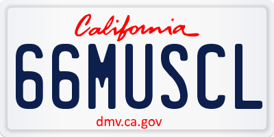 CA license plate 66MUSCL