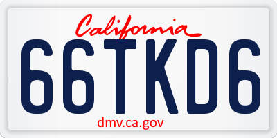 CA license plate 66TKD6