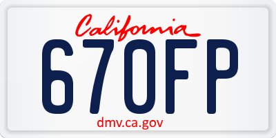 CA license plate 670FP