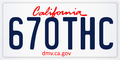 CA license plate 670THC