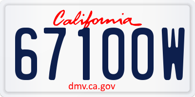 CA license plate 67100W