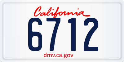 CA license plate 6712