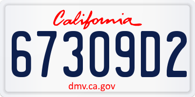 CA license plate 67309D2